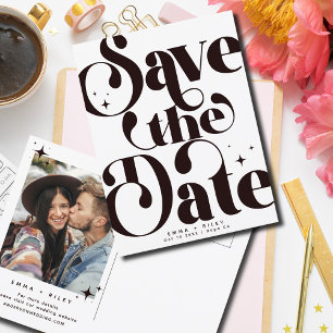 Retro Vintages Save the Date Foto SCHWARZ-WEISS Postkarte