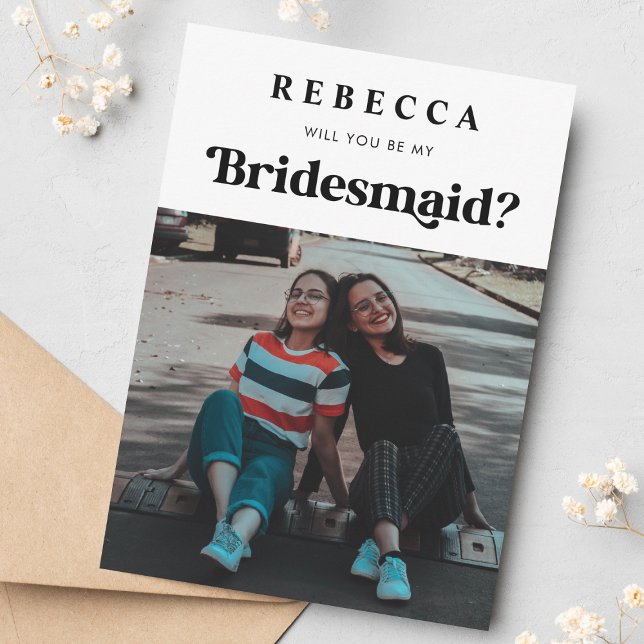 Retro Vintages Script & Foto Bridesmaid Vorschlag Ankündigung (Von Creator hochgeladen)