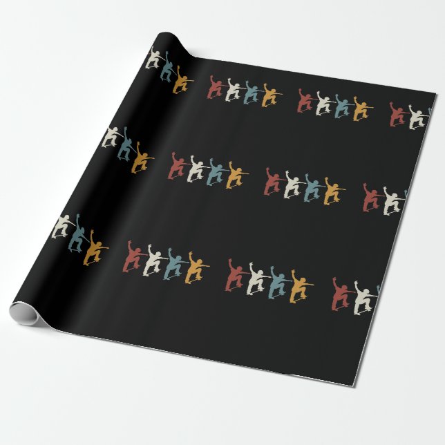 Retro-Vintages Skateboard Geschenkpapier (Ungerollt)