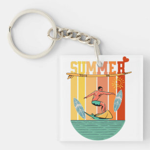 Retro Vintages Sommersurfen Schlüsselanhänger