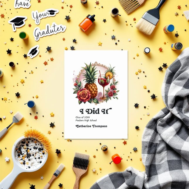 Retro Vintages tropisches Abschluss Foto Ankündigung (Retro Vintage Tropical Graduation Photo Announcement)