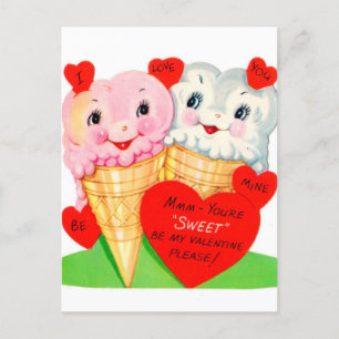 Retro-Vintages Valentineis Postkarte