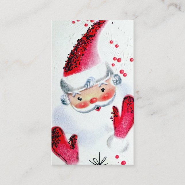 Retro Vintages Weihnachten Sankt addieren Visitenkarte (Vorderseite)