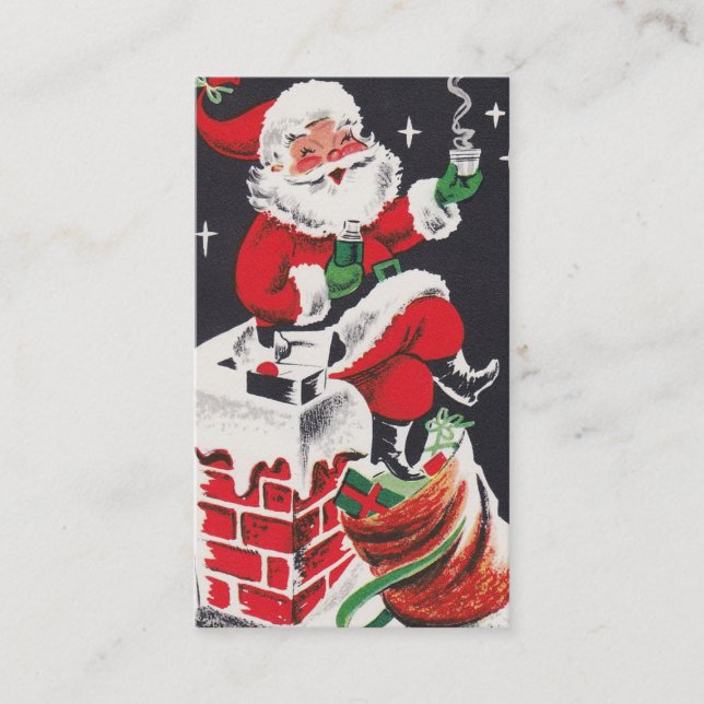 Retro Vintages Weihnachten Sankt addieren Visitenkarte (Vorderseite)