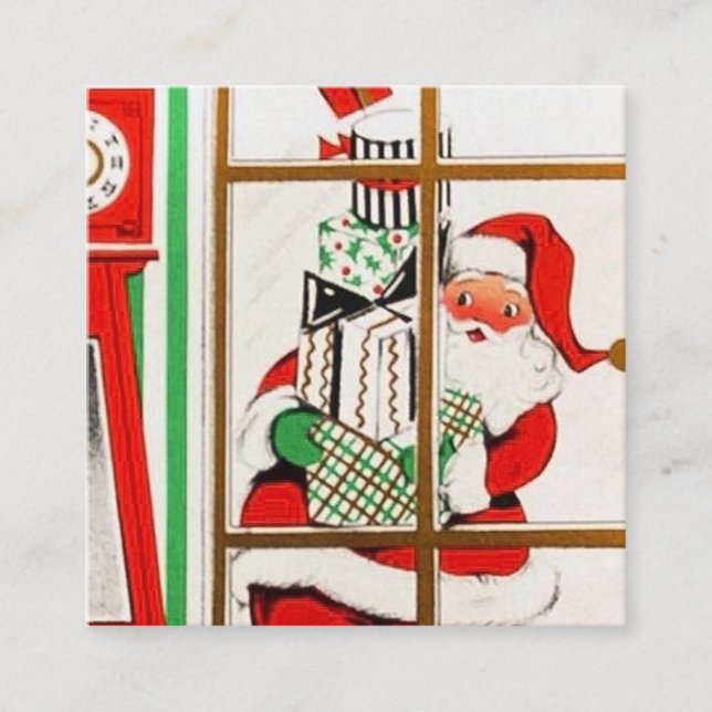 Retro Vintages Weihnachten Sankt Quadratische Visitenkarte (Vorderseite)