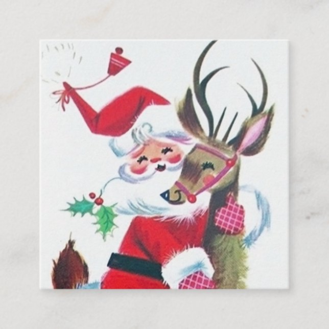 Retro Vintages Weihnachten Sankt Quadratische Visitenkarte (Vorderseite)