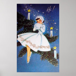 Retro Vintages WeihnachtenHolliday Damenplakat Poster