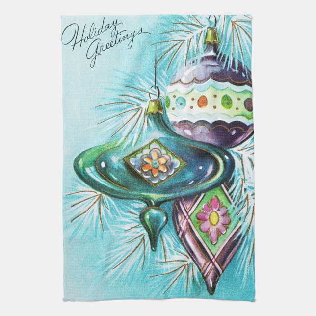 Retro Vintages Weihnachtsbirnen-Küchentuch Handtuch (Vertikal)
