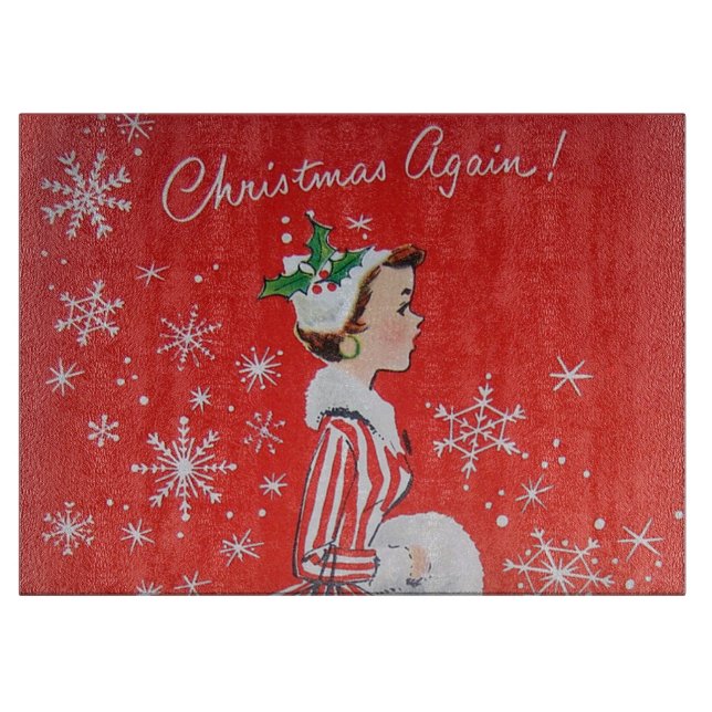 Retro Vintages Weihnachtsdamen-Ausschnitbrett Schneidebrett (Vorderseite)