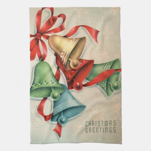 Retro Vintages Weihnachtsglocken-Küchentuch Handtuch (Vertikal)