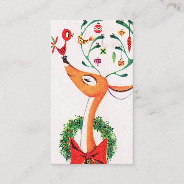 Retro Vintages Weihnachtsren addieren Visitenkarte (Vorderseite)