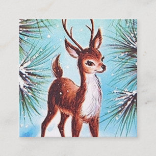 Retro Vintages Weihnachtsren Quadratische Visitenkarte