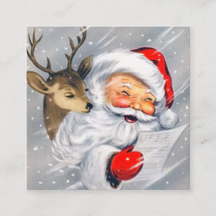 Retro Vintages Weihnachtssankt-Ren Quadratische Visitenkarte