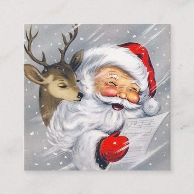 Retro Vintages Weihnachtssankt-Ren Quadratische Visitenkarte (Vorderseite)