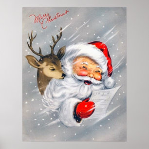 Retro Vintages Weihnachtssankt-Renplakat Poster