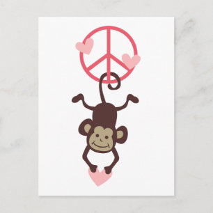 Retro Vinttage Hanging Peace Monkey - Blau oder Ro Postkarte