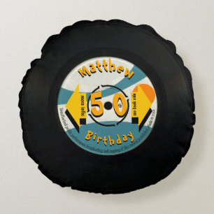 Retro Vinyl 50th Birthday personnalisé Coussin Na