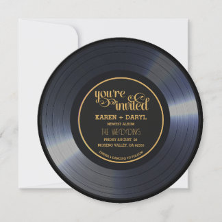 Retro Vinyl Black Wedding Record Einladung