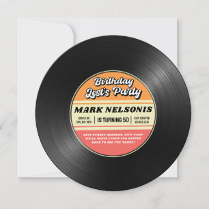 Retro-Vinyl-Geburtstagsfeier-Schallplatten-Einladu