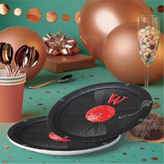 Retro Vinyl Groove - Monogrammatisches Vintages De Pappteller