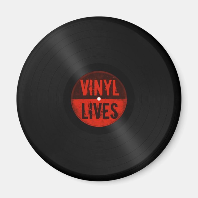 Retro Vinyl Lives Magnet (Vorne)