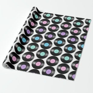 Retro Vinyl Platten Farbiges Muster Design Geschenkpapier