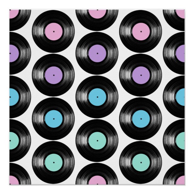 Retro Vinyl Platten Farbiges Muster Design Poster (Vorderseite)