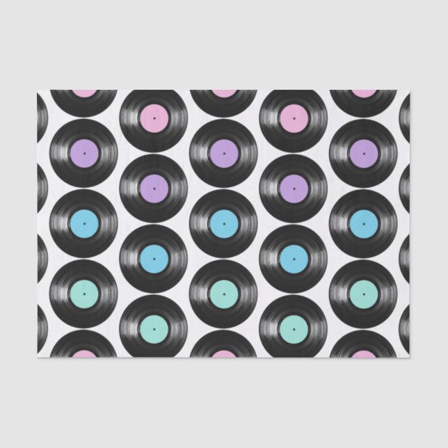 Retro Vinyl Platten Farbiges Muster Design Seidenpapier (Vorderseite)