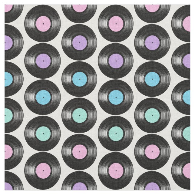 Retro Vinyl Platten Farbiges Muster Design Stoff (Nahaufnahme)