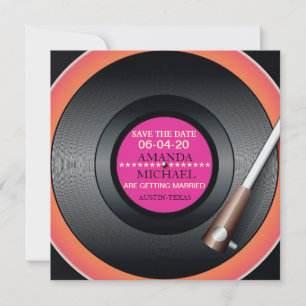 Retro Vinyl Plattenspieler Save The Date Einladung