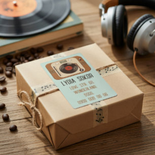Retro-Vinyl-Plattenspieler-Versandetikett