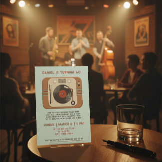 Retro Vinyl Record 60th Birthday Invitation Einladung