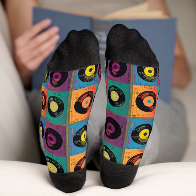 Retro Vinyl Record Album 60er 70er Socken (Unterseite)