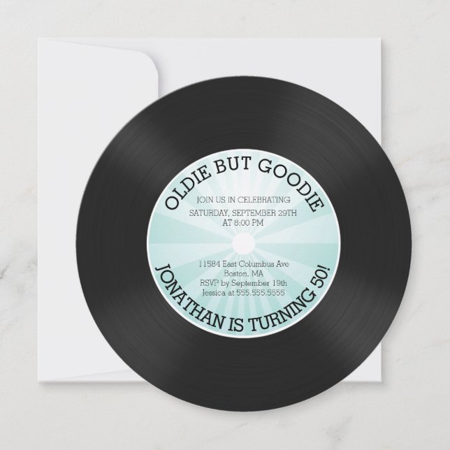 Retro Vinyl Record Anniversaire Fête Invitation (Devant)