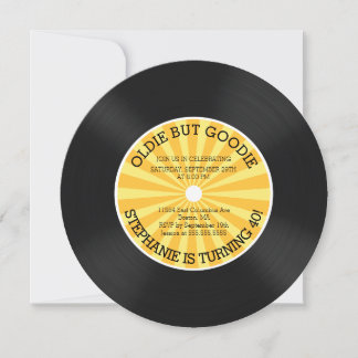 Retro Vinyl Record Anniversaire Fête Invitation