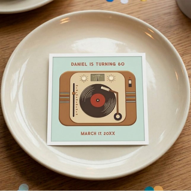 Retro Vinyl Record Birthday Napkins Serviette (Von Creator hochgeladen)
