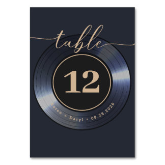 Retro Vinyl Record Black Wedding Tischnummer
