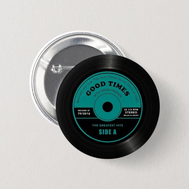Retro-Vinyl-Record-Button-Taste Button (Vorne & Hinten)