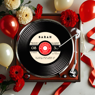 Retro Vinyl Record Einladung zum Geburtstag