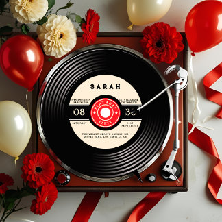 Retro Vinyl Record Einladung zum Geburtstag