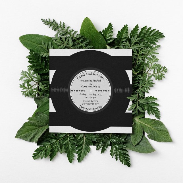 Retro Vinyl Record Elegante Chic Wedding Einladung (Von Creator hochgeladen)