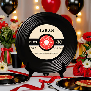 Retro Vinyl Record Geburtstagspapier Plakat Pappteller