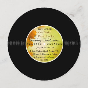 Retro Vinyl Record Hochzeit im Herbst lädt ein Einladung