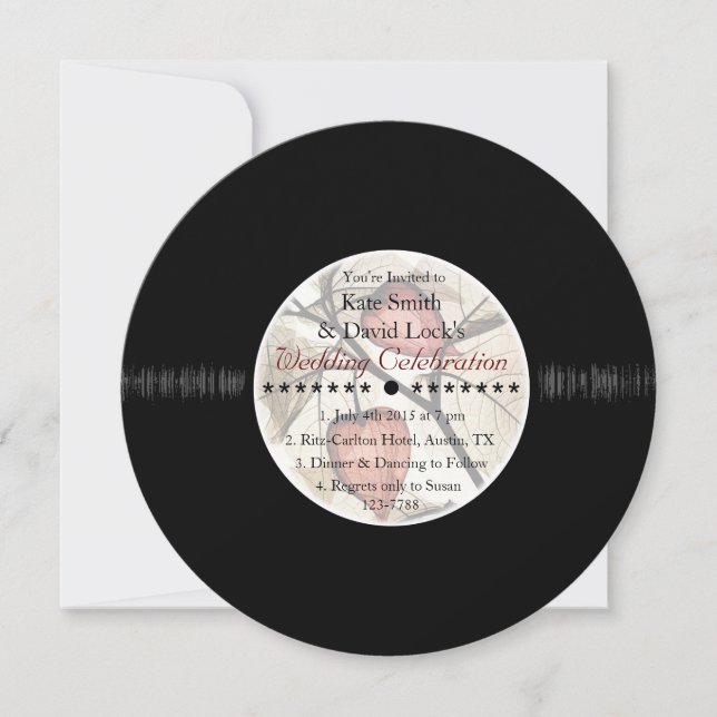Retro Vinyl Record Hochzeit im Herbst lädt ein Einladung (Vorderseite)