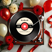 Retro Vinyl Record Invitation Anniversaire