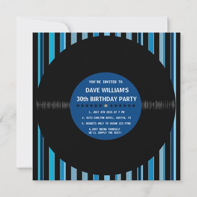 Retro Vinyl Record l Modern Birthday Party - Einla Einladung (Vorderseite)