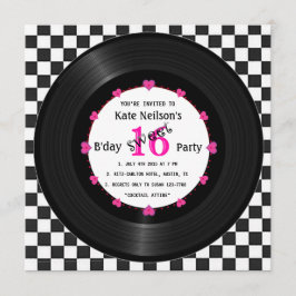 Retro Vinyl Record l Modern Sweet 16 B'day Einladung