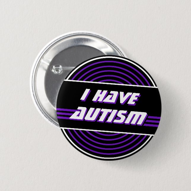 Retro Vinyl Record Lila habe ich Autismus Button (Vorne & Hinten)