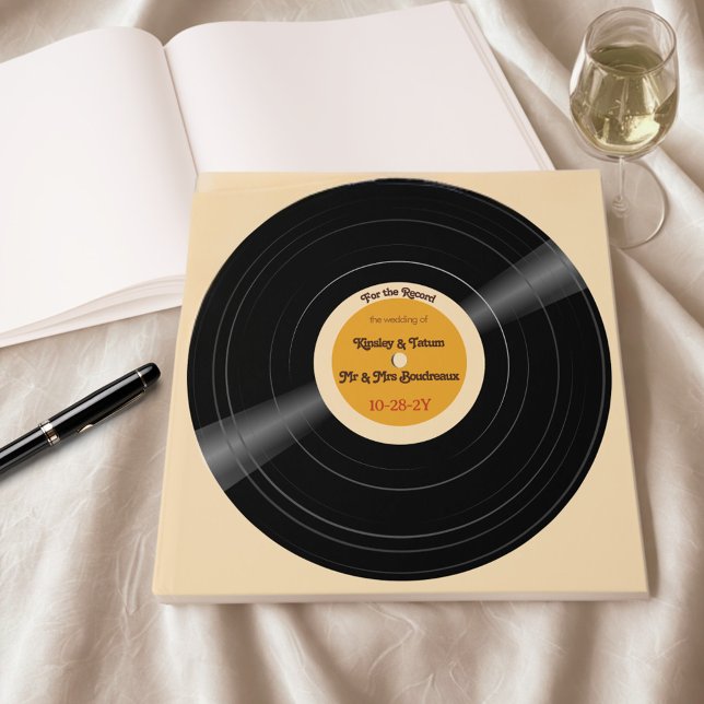 Retro Vinyl Record Mariage livre d'hôtes (Retro vinyl record guestbook personalized for your wedding. )