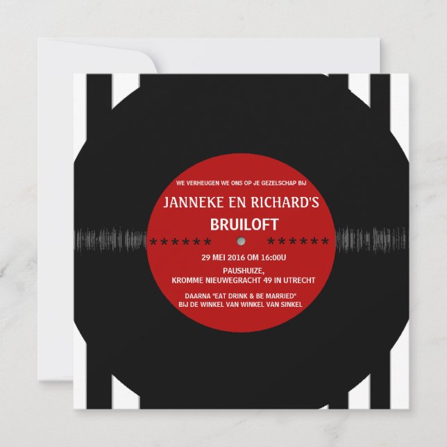 Retro Vinyl Record | Moderne Einladung zur Hochzei (Vorderseite)
